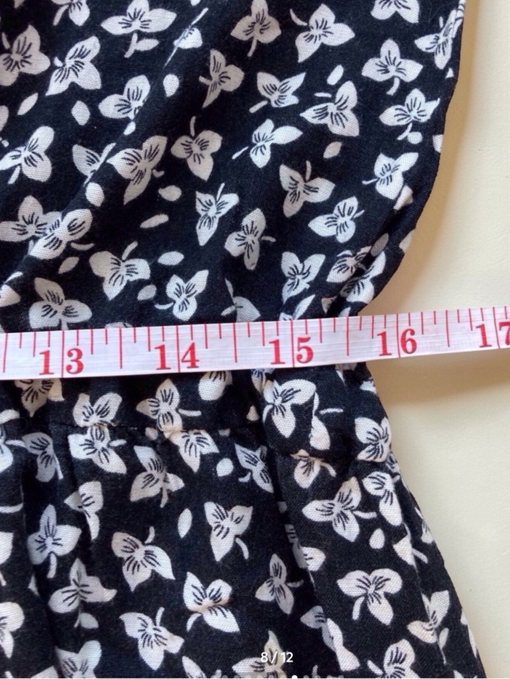 Magaschoni Black White Ditsy Floral Button Front Midi Dress Short Sleeve XL - Picture 12 of 13